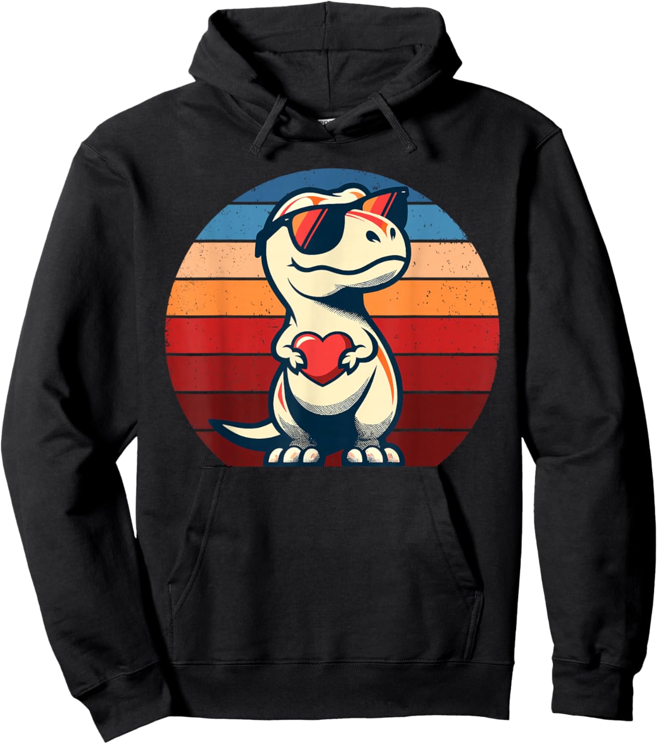 Retro Dinosaur T-Rex Men Women Kids Funny St. Valentine's Hoodie - Hoodie | Black