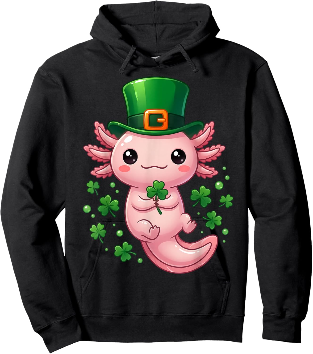 Axolotl St Patricks Day Boys Girls Kids Saint Pattys Women Hoodie - Hoodie | Black