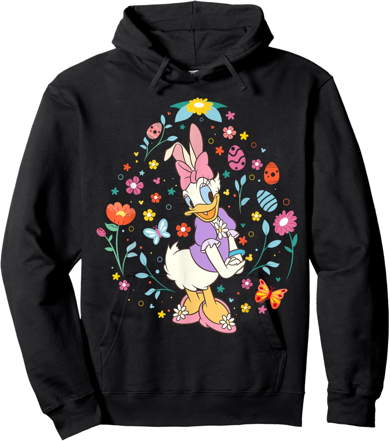 Disney Daisy Duck with Bunny Ears and Easter Egg Spring Hoodie - Hoodie | Black