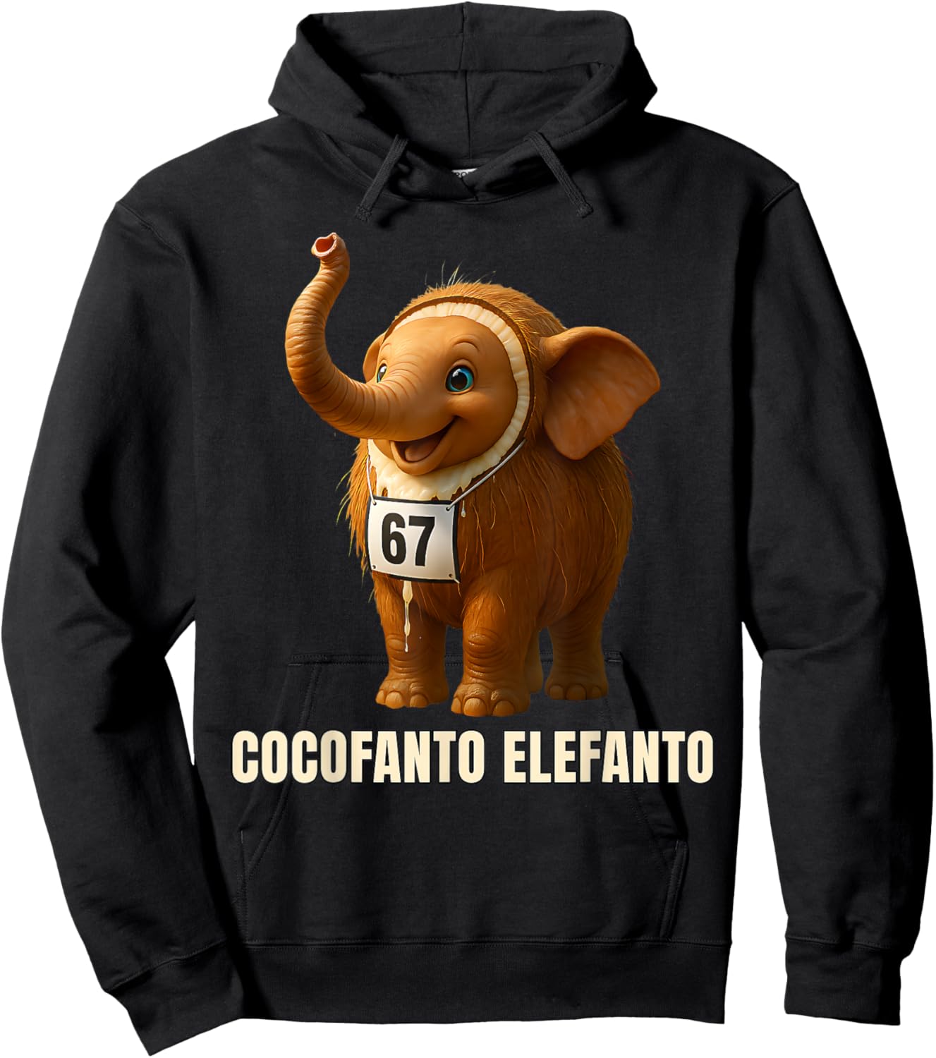 Funny Kids 67 Meme Cocofanto Elefanto Italian Brainrot Hoodie - Hoodie | Black