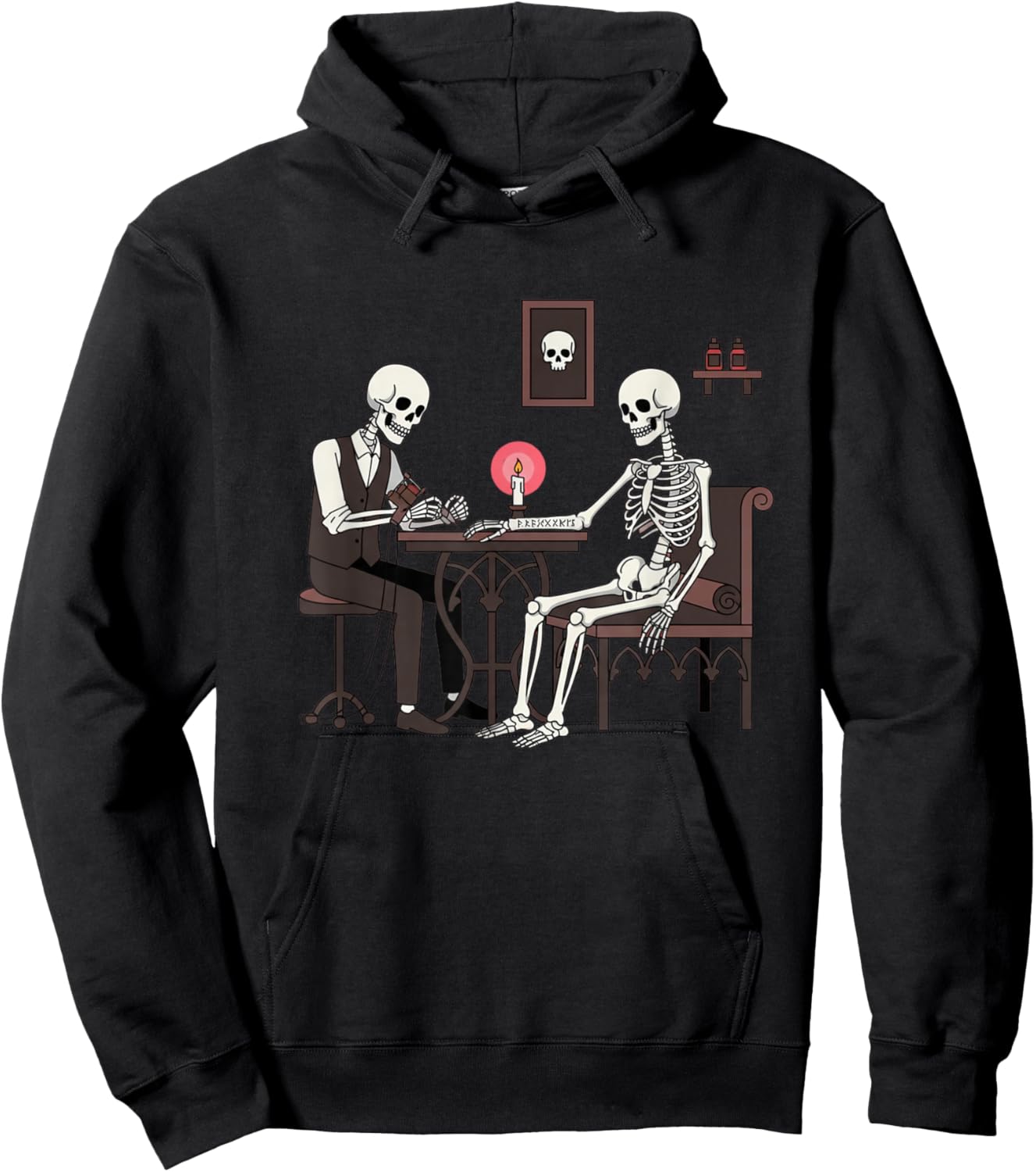 Skeleton Tattoo Artist Giving Ink to Another Skeleton Funny Hoodie - Hoodie | Black