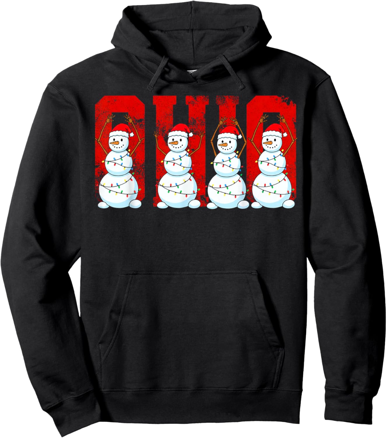 O-H-I-O Christmas Snowman Ohio Vintage and Midwestern Party Hoodie - Hoodie | Black