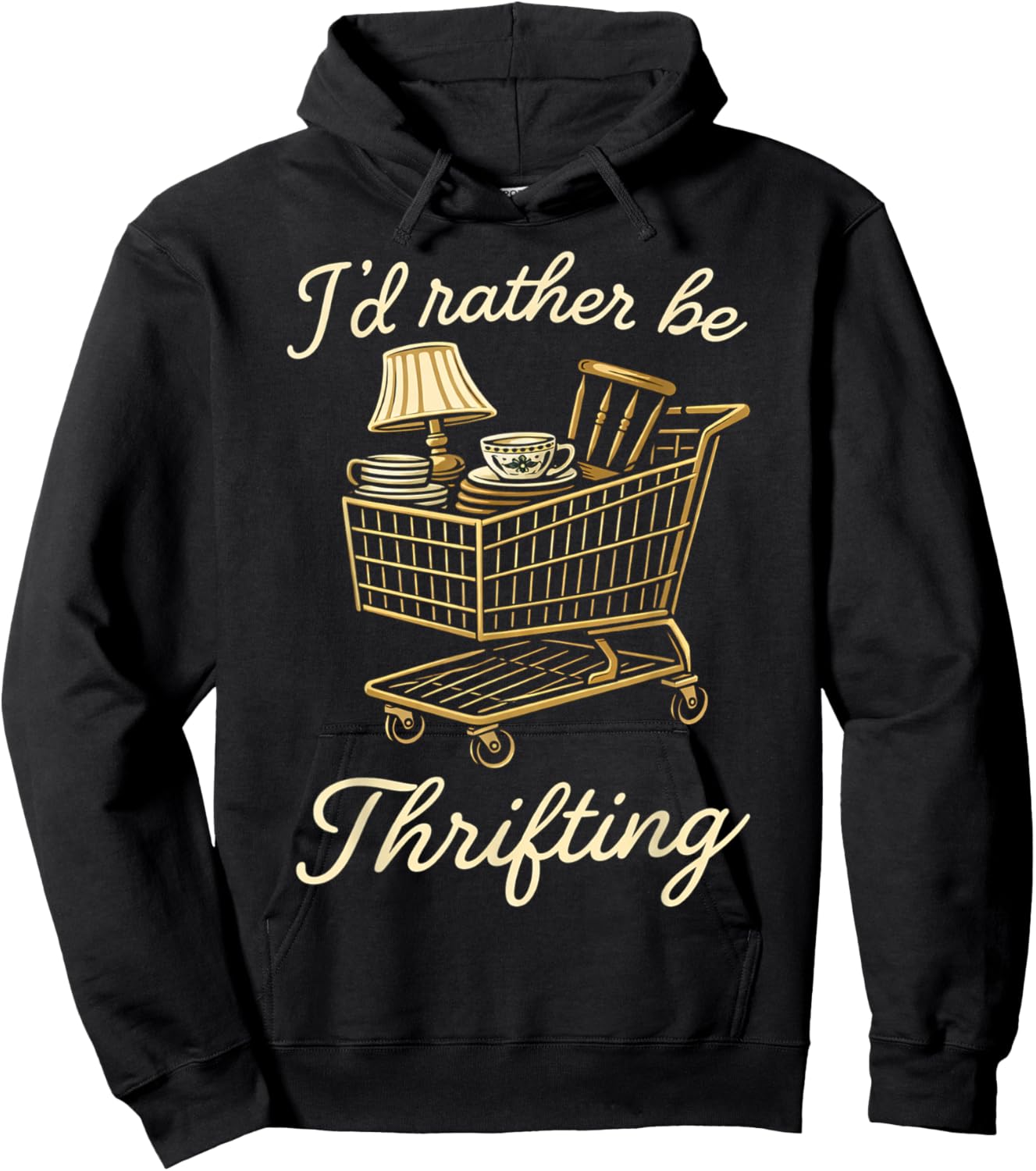 I’d Rather Be Thrifting Funny Vintage Lover Retro Shopping Hoodie - Hoodie | Black