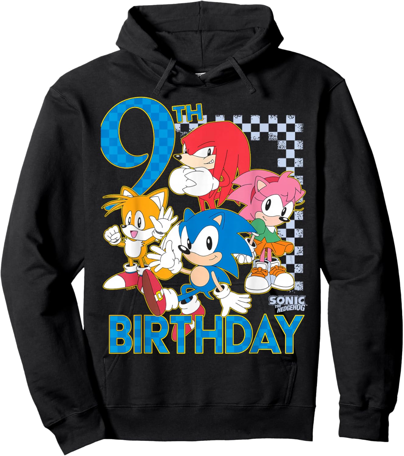 Sonic The Hedgehog 9th Birthday Classic Art Sonic & Friends Hoodie - Hoodie | Black