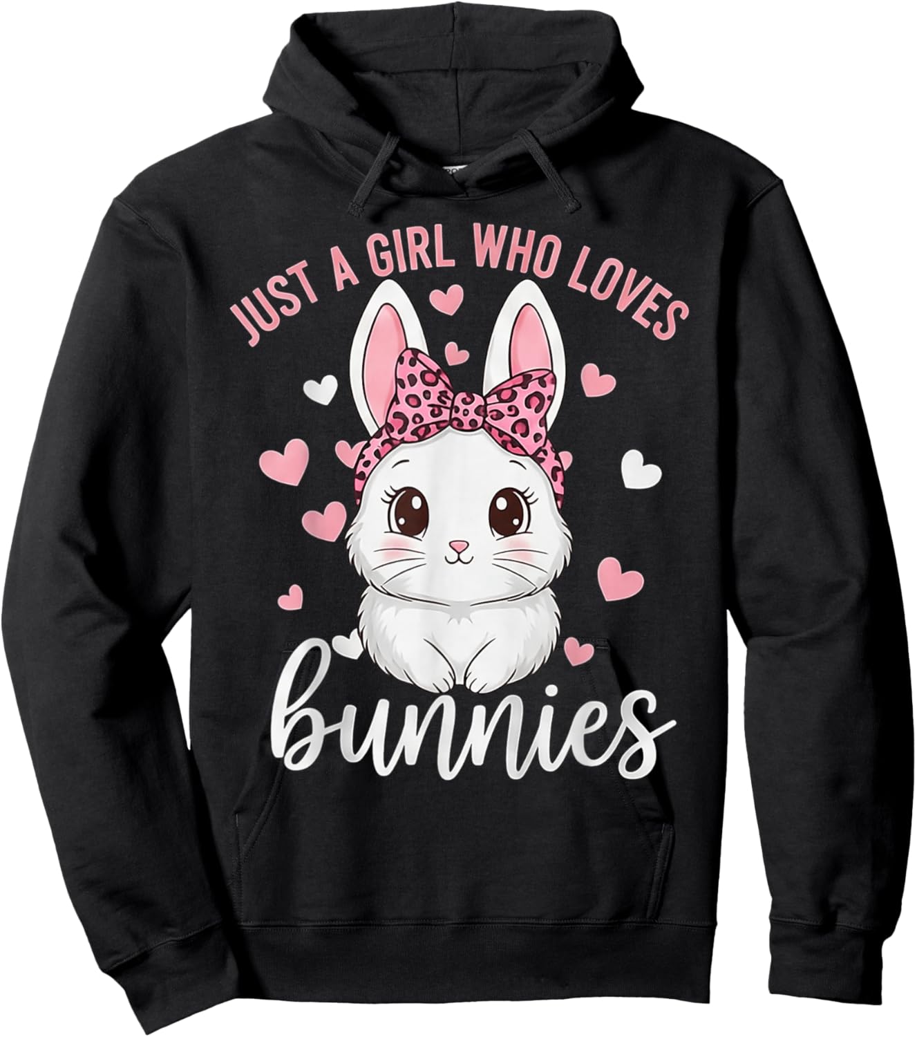 Cute Bunny Rabbit Girls Kids Just A Girl Who Loves Bunnies Hoodie - Hoodie | Black