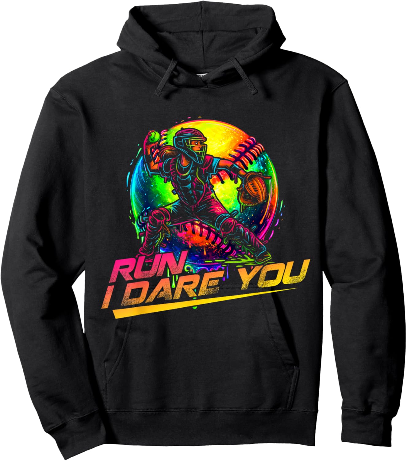 Softball Girl Run I Dare You Throwdown Catcher Hoodie - Hoodie | Black