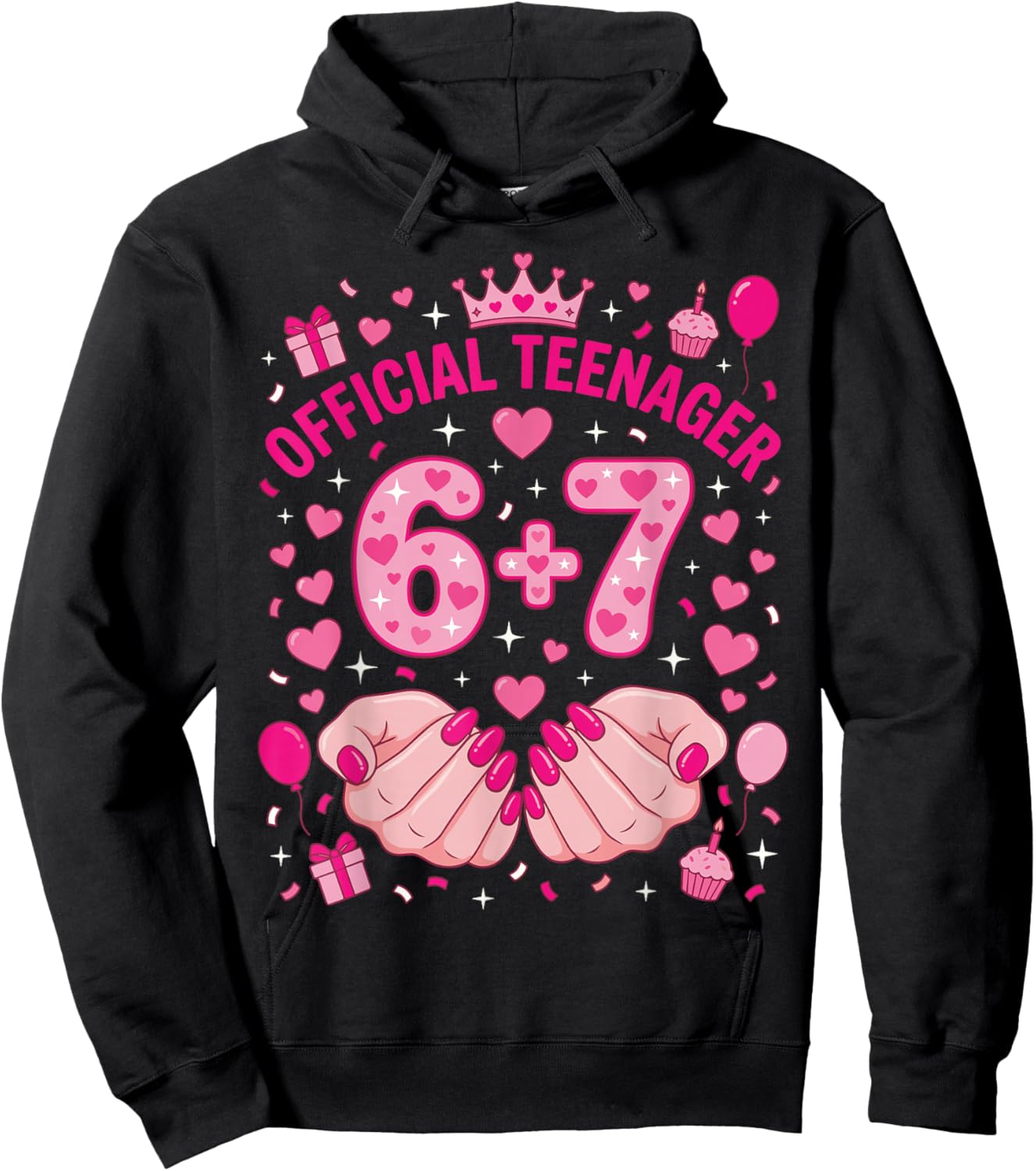 6+7 Year Old Girls Teenager Nails 13th Birthday 67 Hoodie - Hoodie | Black