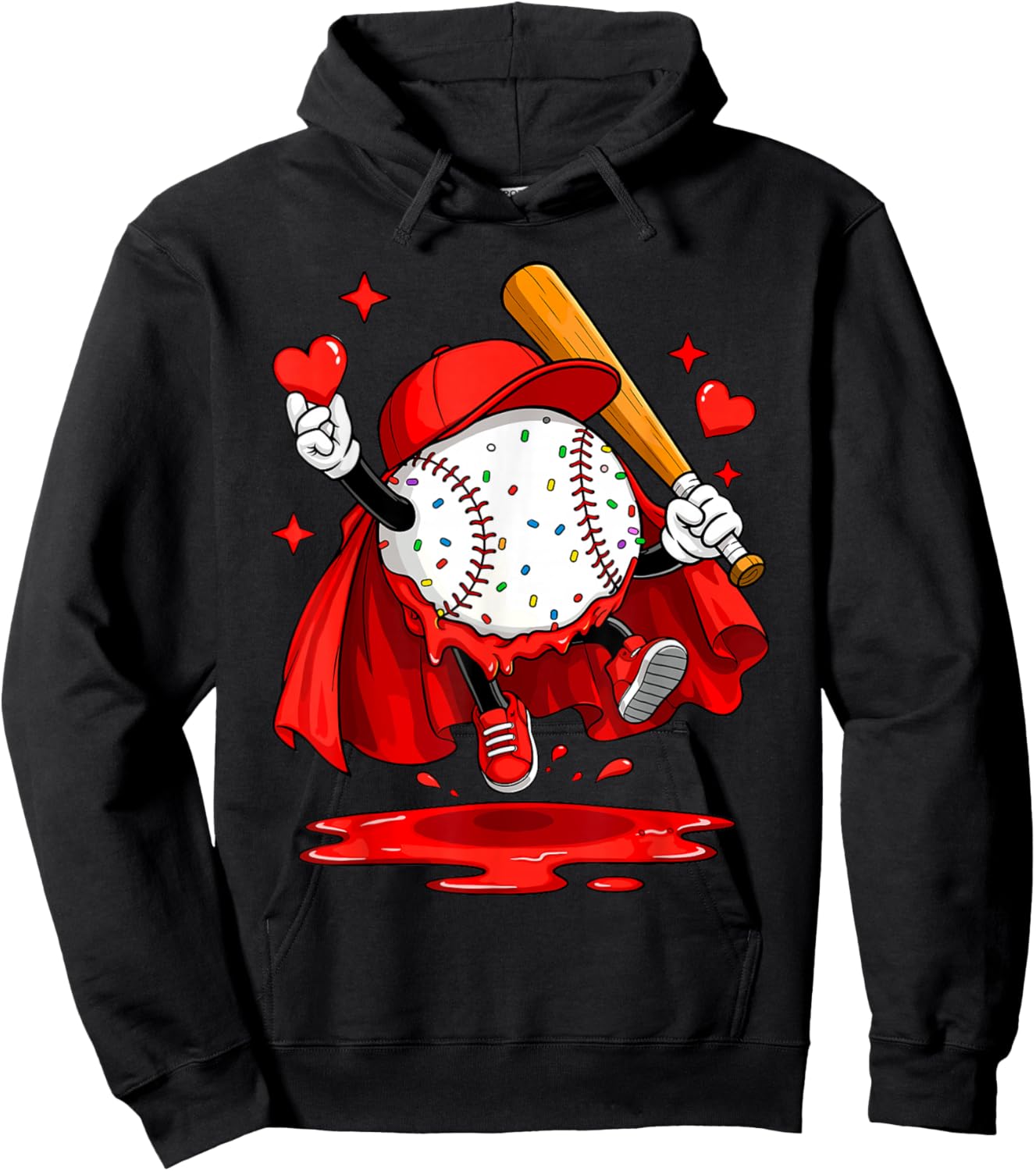 Baseball Drip Icecream Youth Boy Valentine Hoodie - Hoodie | Black