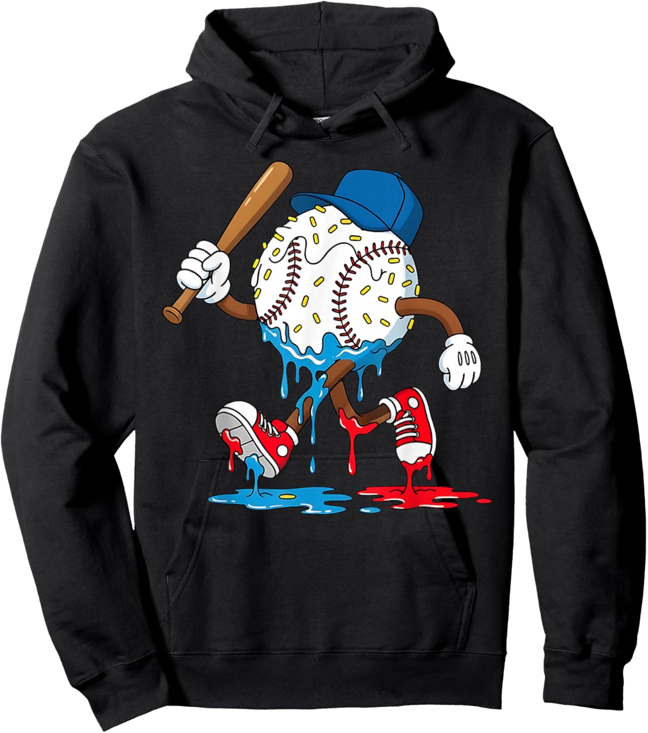 Ice Cream Drip Baseball Spots Baseball Lifestyle Boys Girls Hoodie - Hoodie | Black