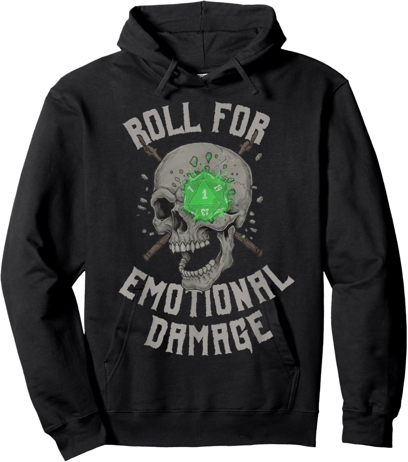 Roll for Emotional Damage Funny Skull Meme Hoodie - Hoodie | Black