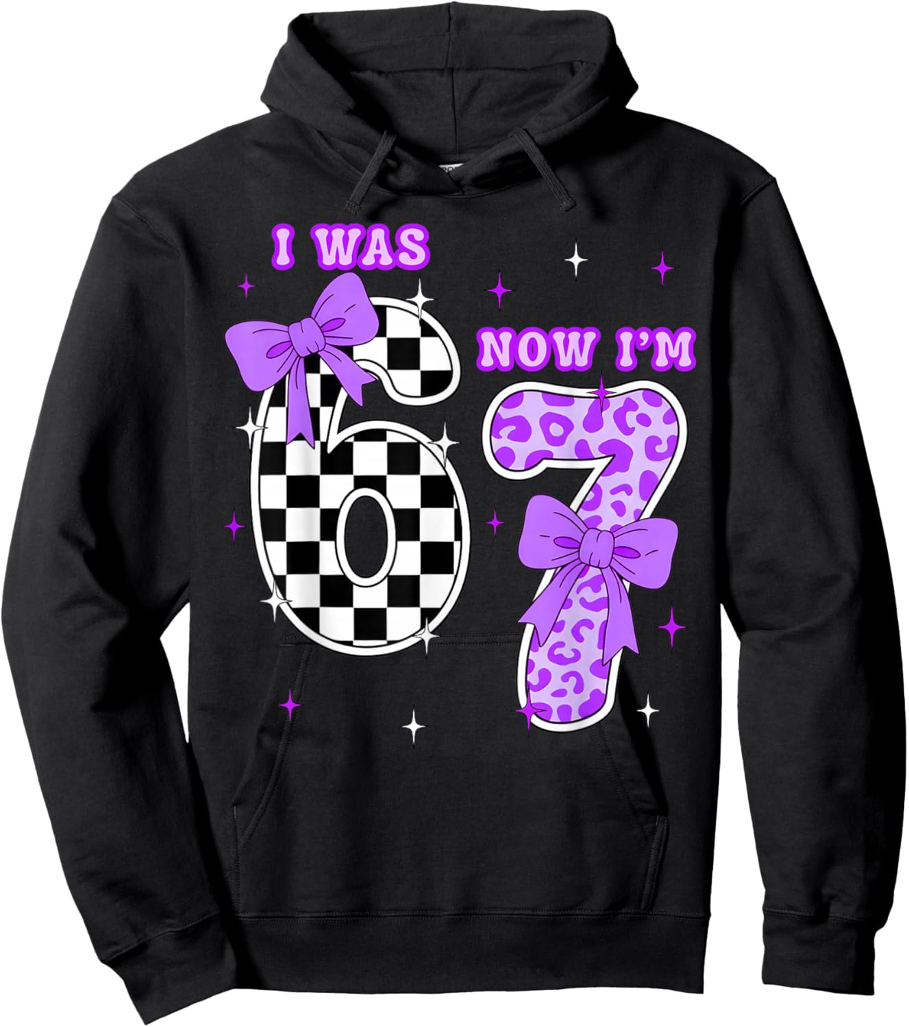 7th Birthday Girl Shirt I was 6 Now I’m 7 Shirt 7 Years Old Hoodie - Hoodie | Black