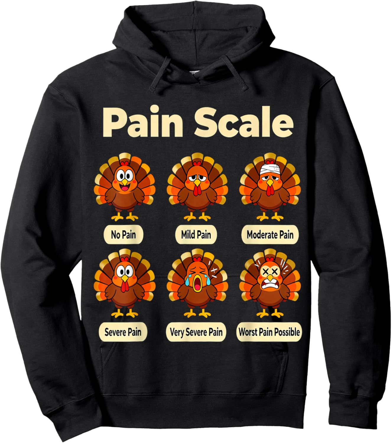 Fall CNA Funny Turkey Pain Scale ER Thanksgiving Nurse Humor Hoodie - Hoodie | Black