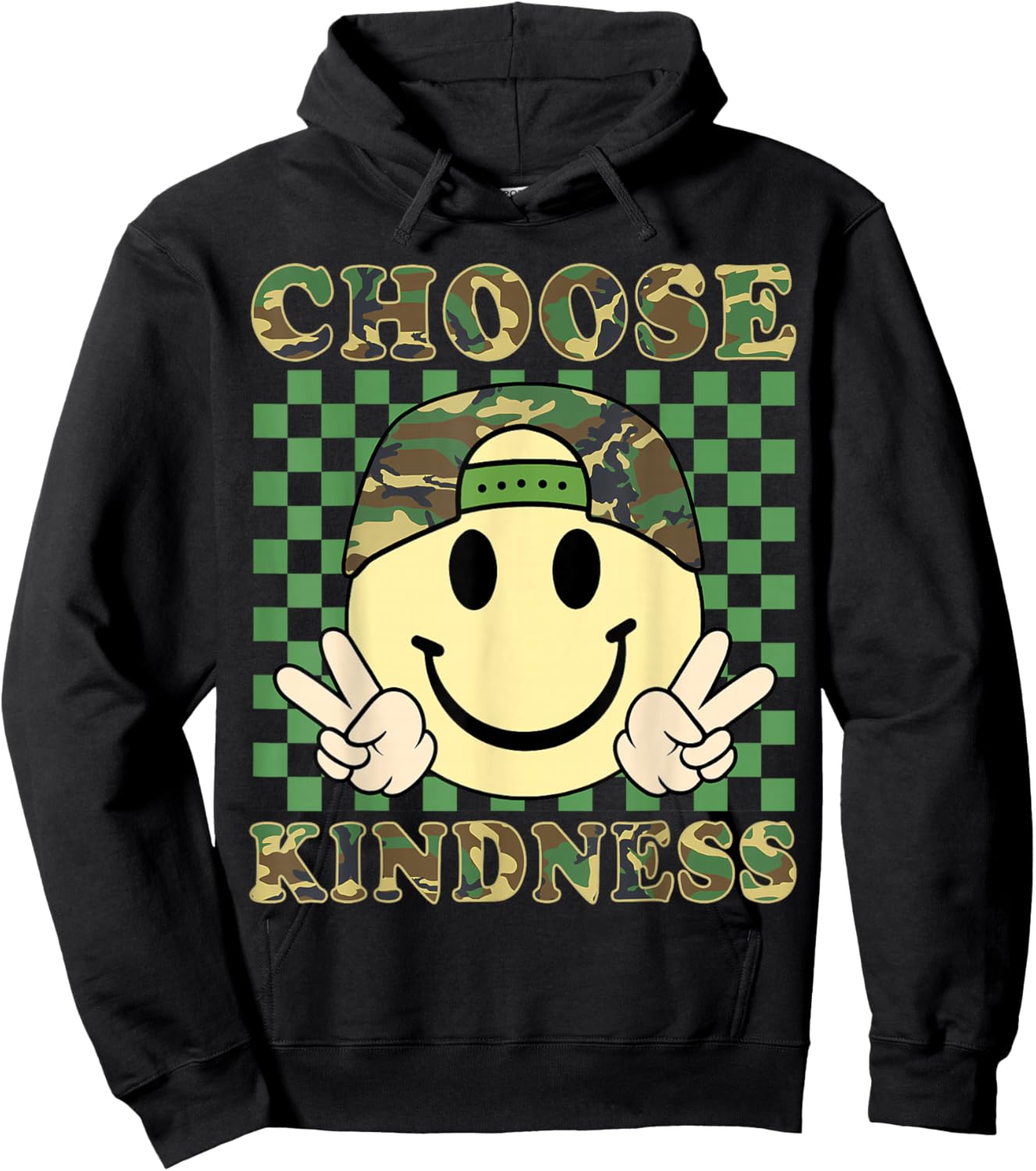 Choose Kindness Retro Camo Be Kind Inspirational Kids Boys Hoodie - Hoodie | Black