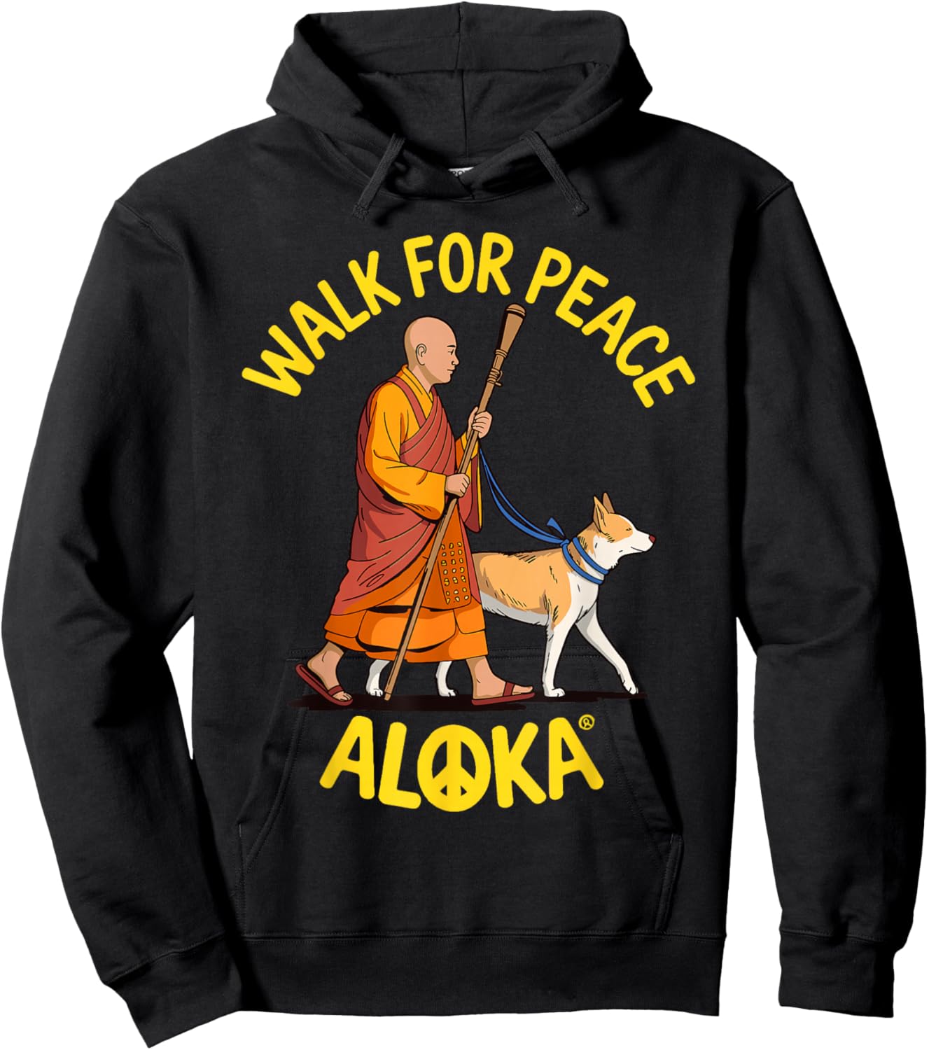 Walk for Peace Monks with Aloka Dog Hoodie - Hoodie | Black