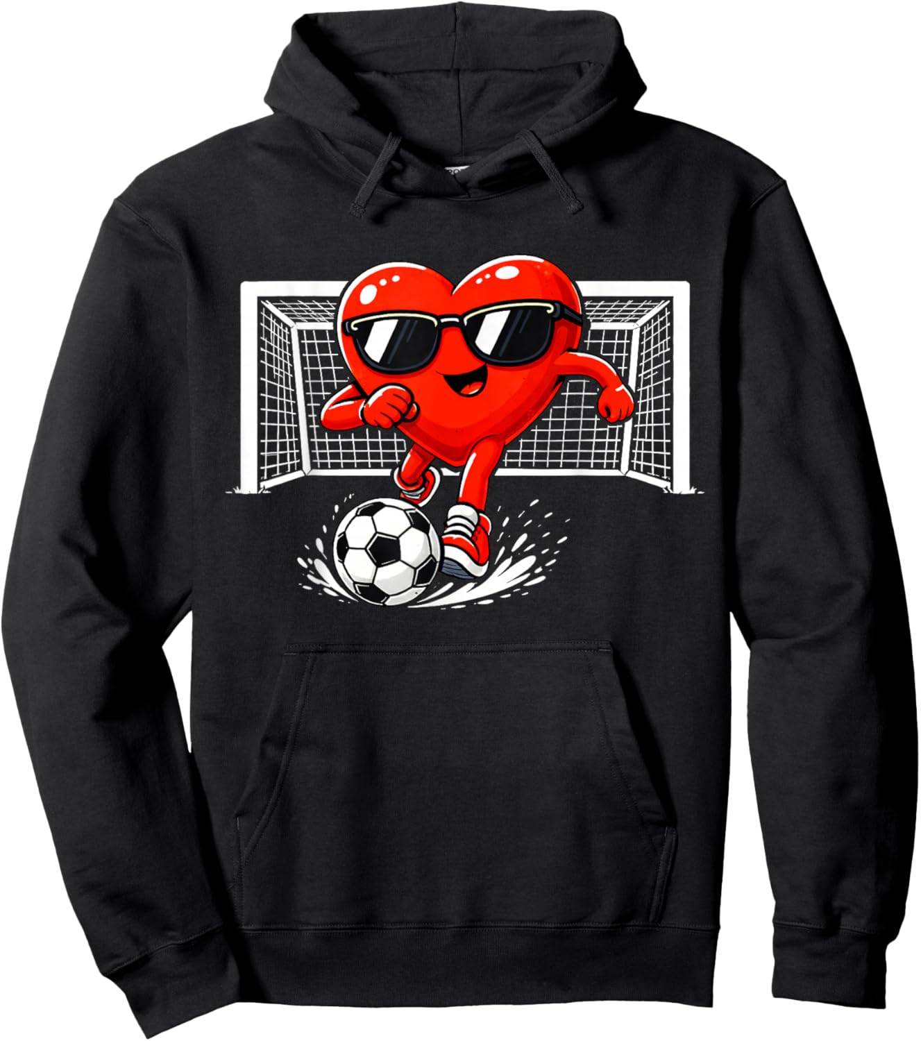 Valentine Soccer Heart Sport Valentines Day Men Boys Kids Hoodie - Hoodie | Black