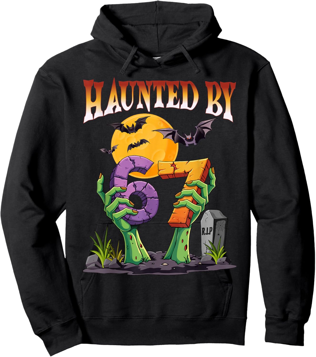 Haunted by 67 Meme Halloween Spooky Six Seven Hoodie - Hoodie | Black