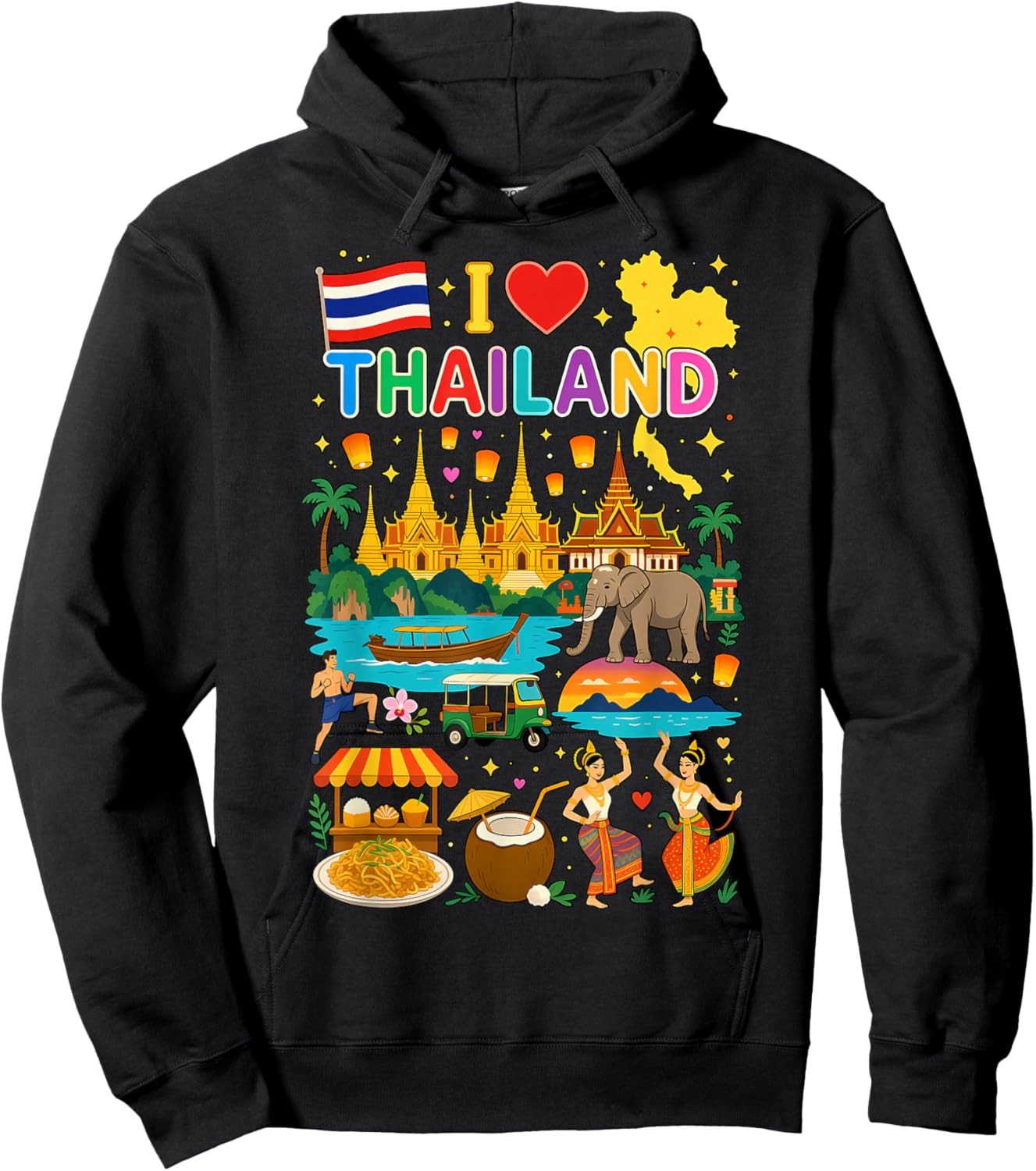 I Love Thailand Travel Thai Culture Hoodie - Hoodie | Black