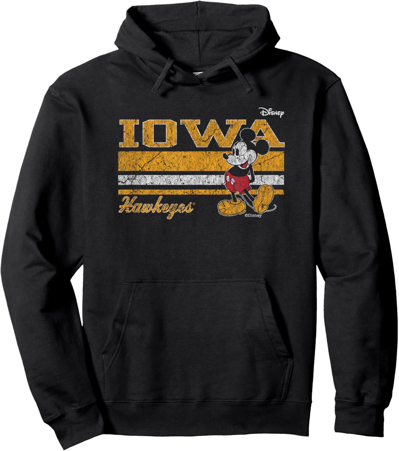 Iowa Hawkeyes Mickey Mouse Vintage Black Officially Licensed Hoodie - Hoodie | Black
