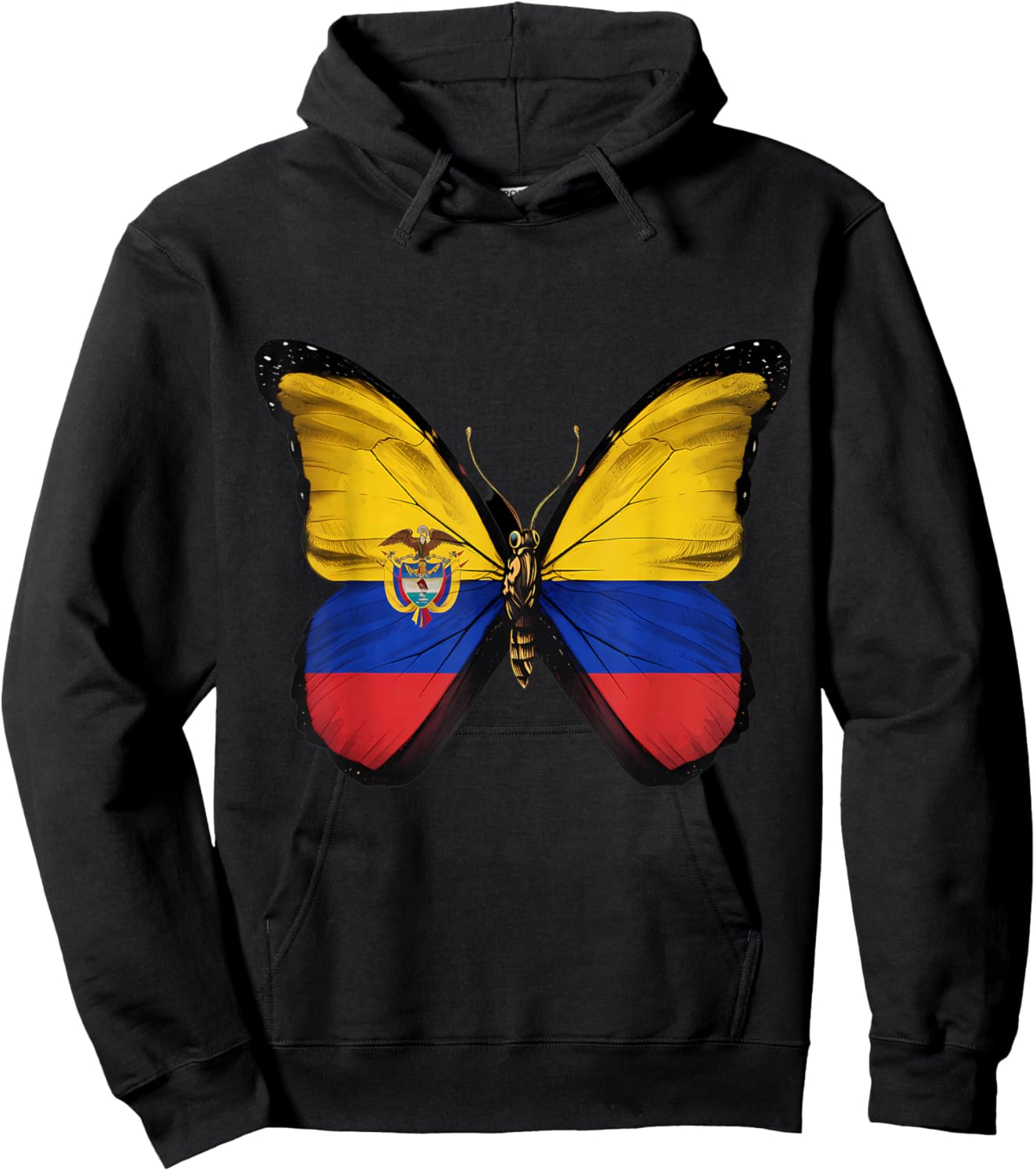 Colombia Flag Butterfly Colombian Roots Colombian Pride Hoodie - Hoodie | Black