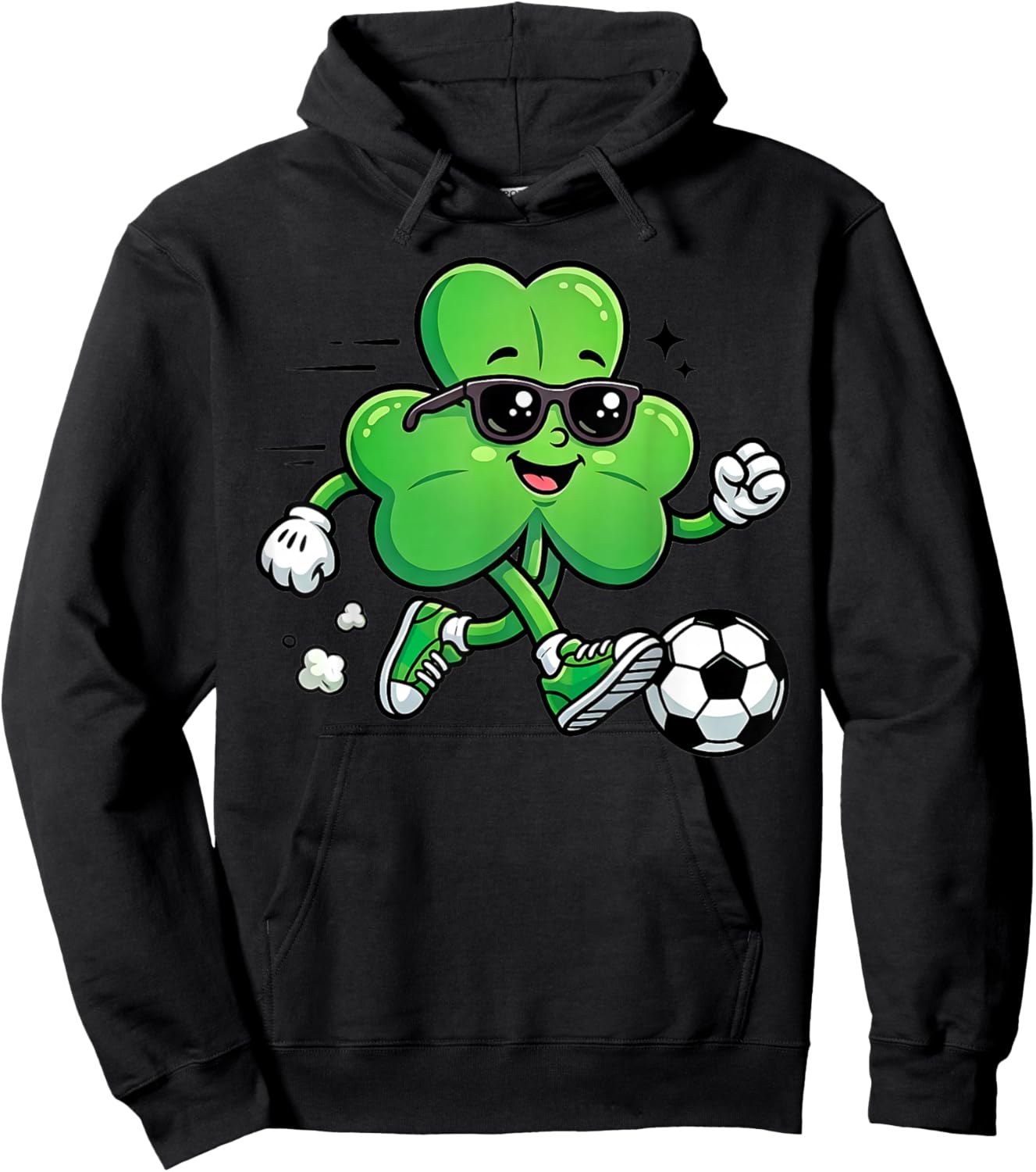 Cool Shamrock Soccer Player St Patricks Day Irish Football Hoodie - Hoodie | Black