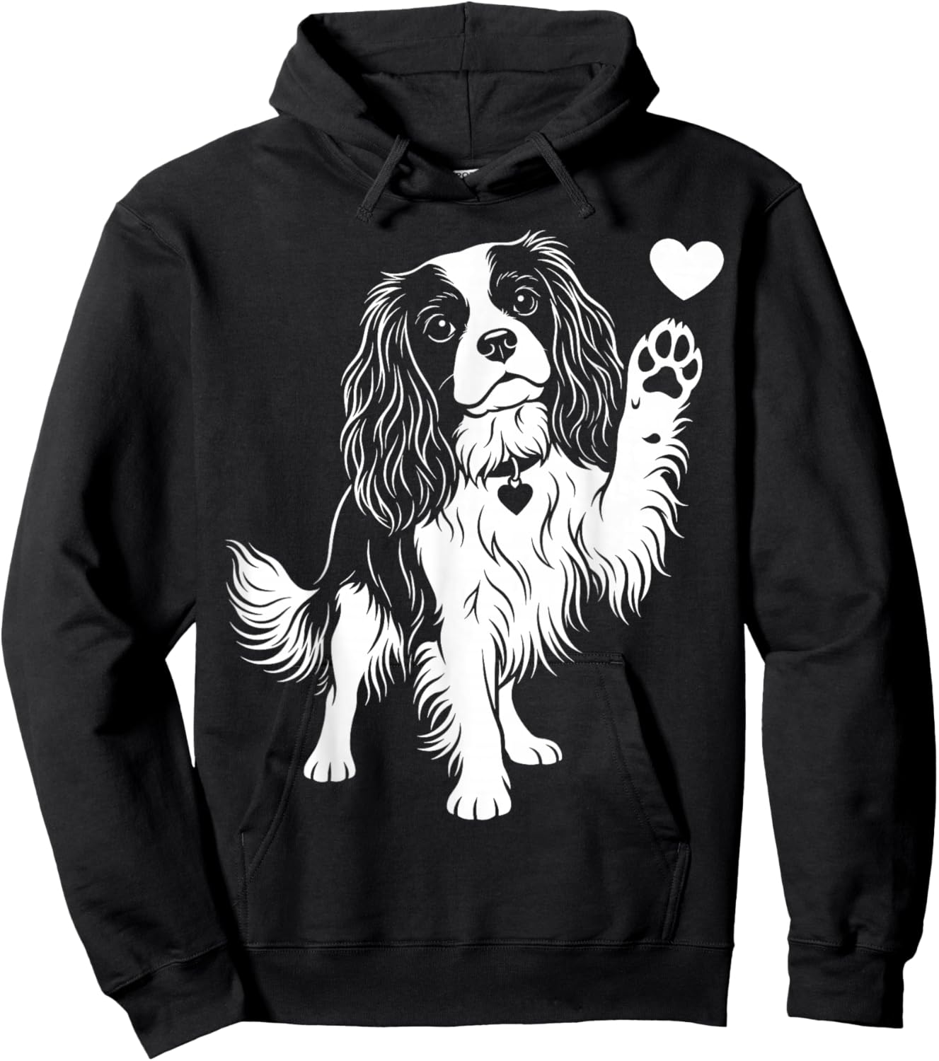 Cute Cavalier King Charles Spaniel Heart Hoodie - Hoodie | Black