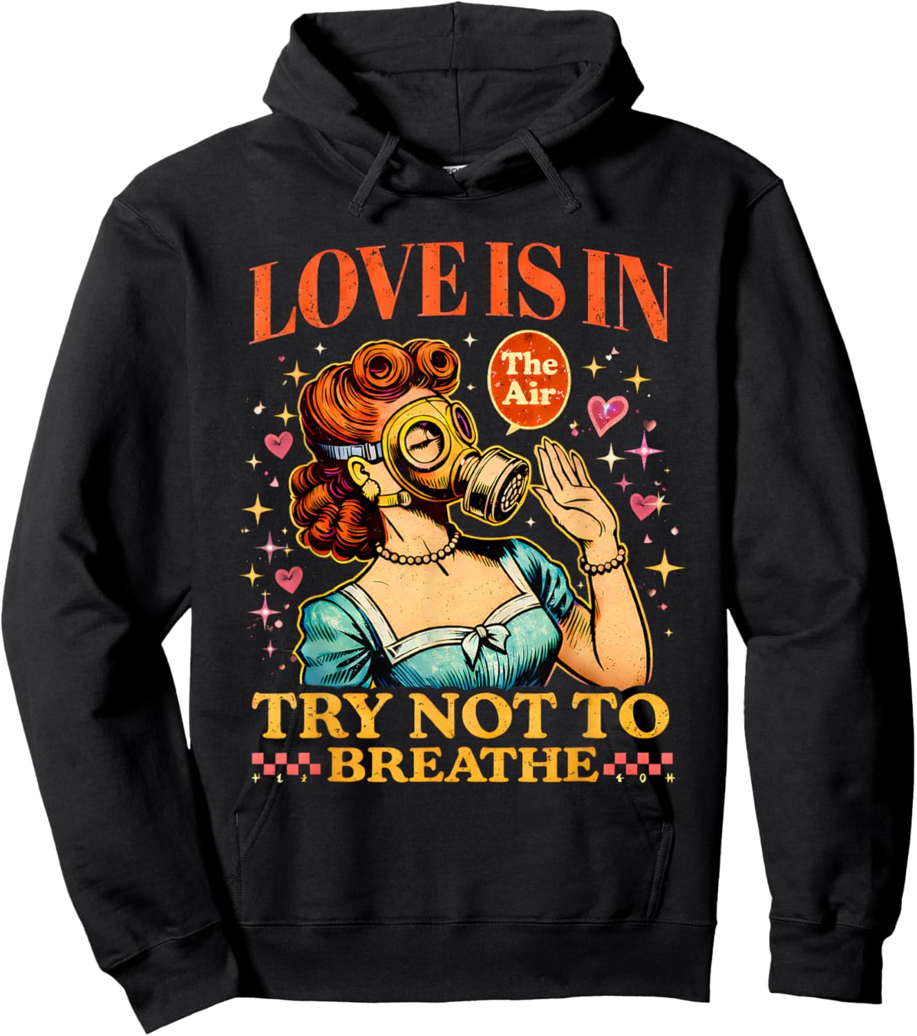 Funny Valentine Gas Mask Love is in The Air Hoodie - Hoodie | Black