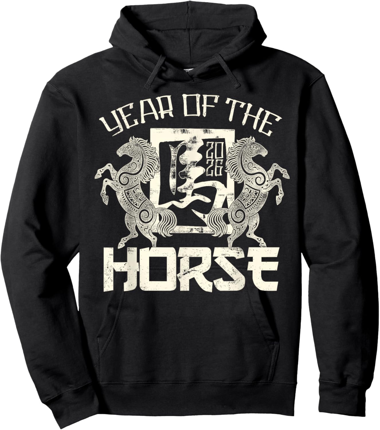 2026 Year of The Horse Chinese Zodiac Chinese New Year Hoodie - Hoodie | Black
