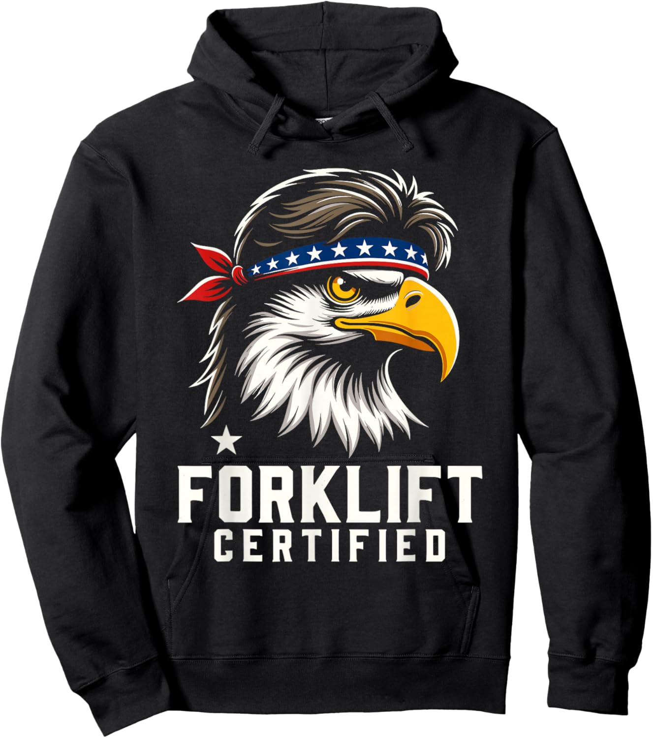 Forklift Certified American Bald Eagle Mullet USA Fork Lift Hoodie - Hoodie | Black