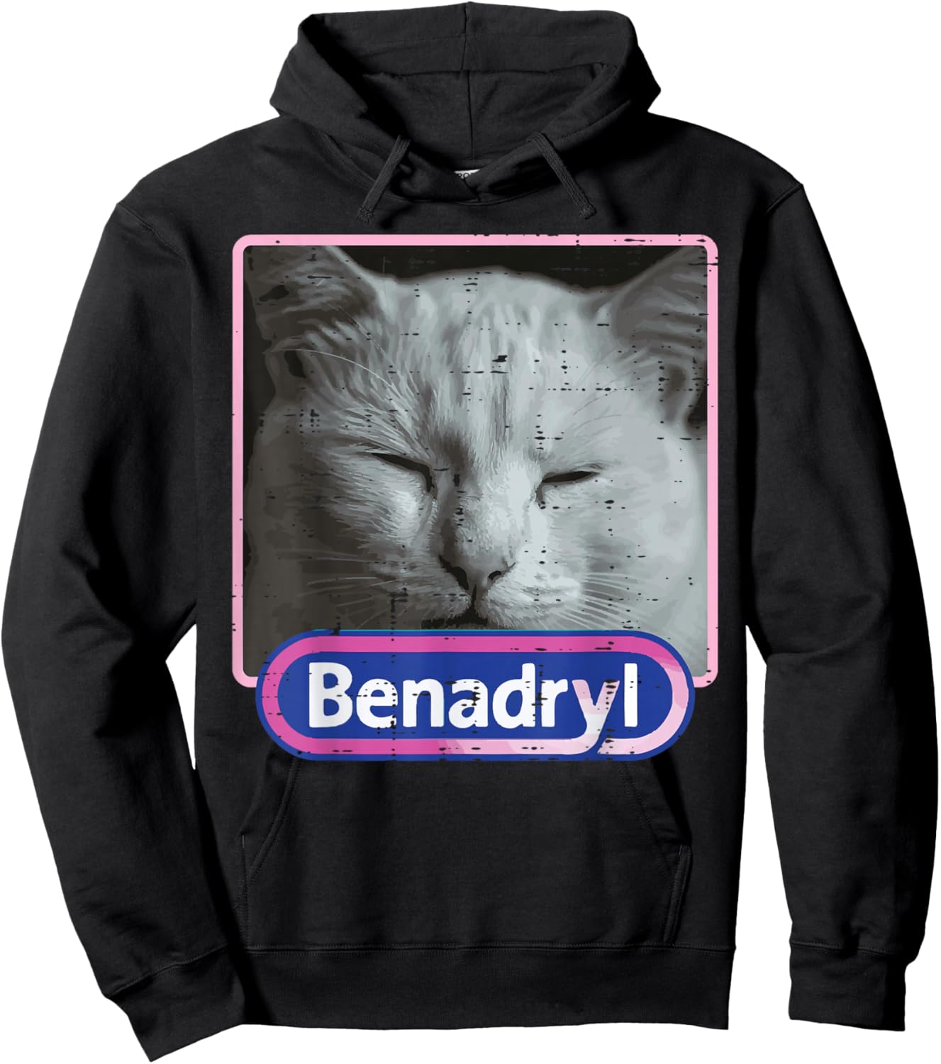 Cat Benadryl Meme Funny Viral Dank Humor Women Men Kids Hoodie - Hoodie | Black