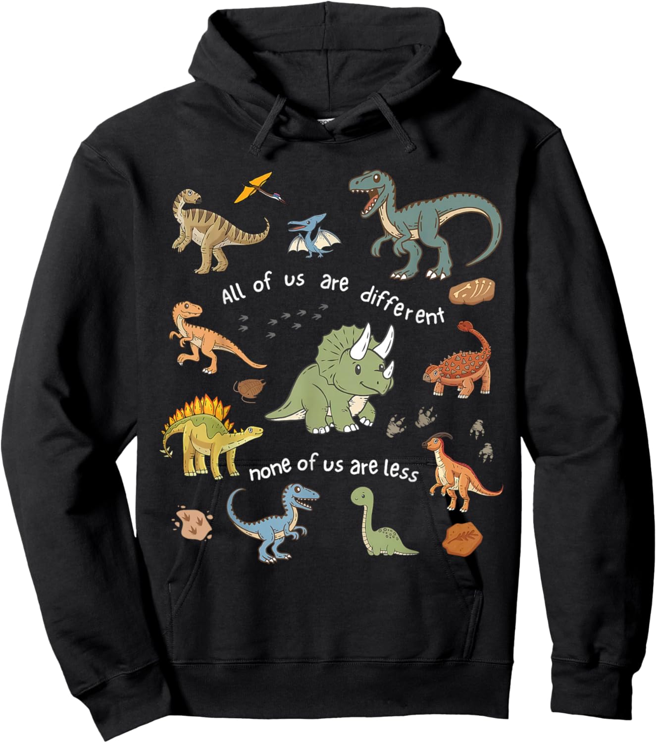 All of Us are Different None of Us are Less Dinosaur Autism Hoodie - Hoodie | Black
