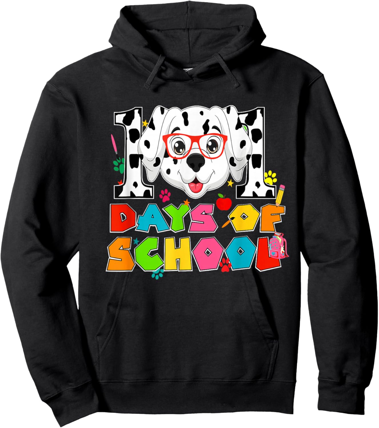 100 Days School Dabbing Dalmatian Dog Teachers Kids Teen Hoodie - Hoodie | Black
