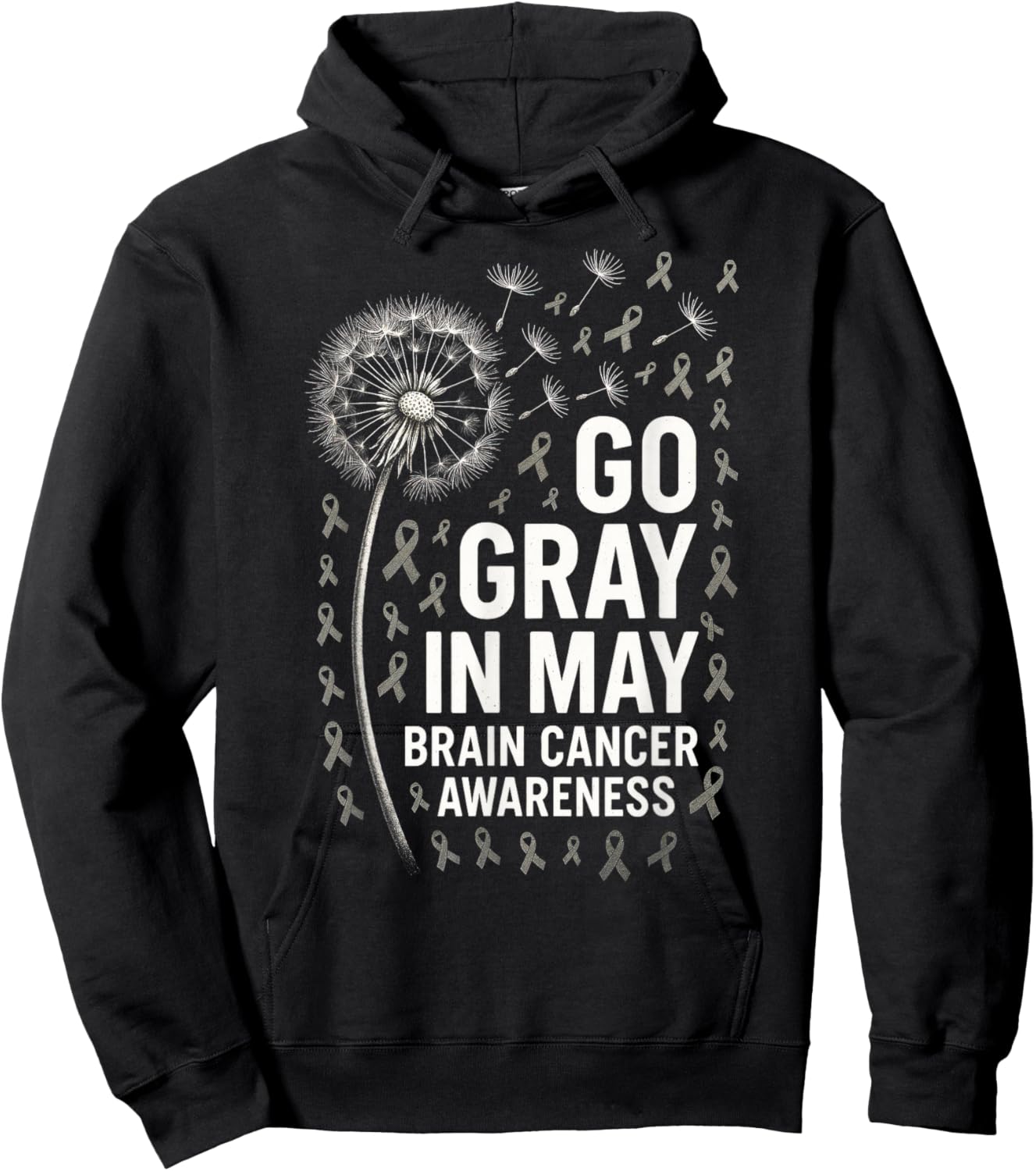 GO Gray in May - Brain Cancer Dandelion Fight Hoodie - Hoodie | Black