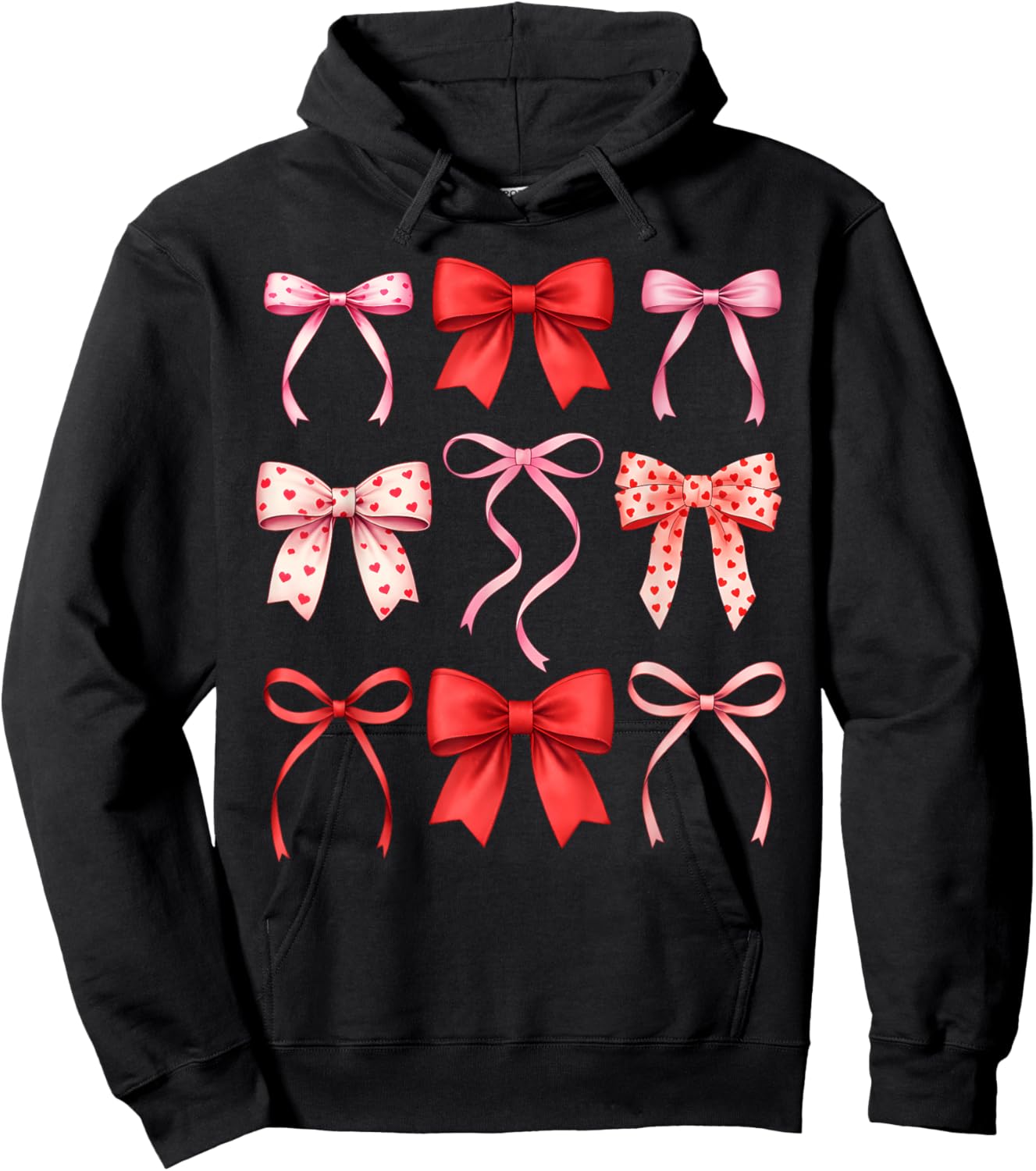 Cute Coquette Bows Valentines Day Girls Kids Hoodie - Hoodie | Black