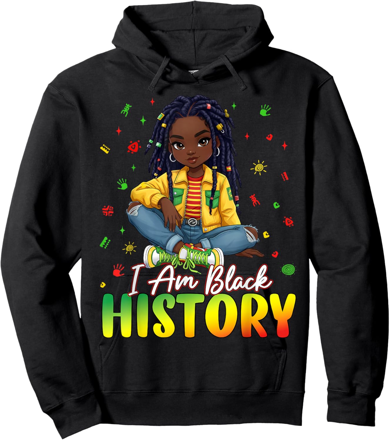 I Am Black History Month African American Afro Girls Kids Hoodie - Hoodie | Black