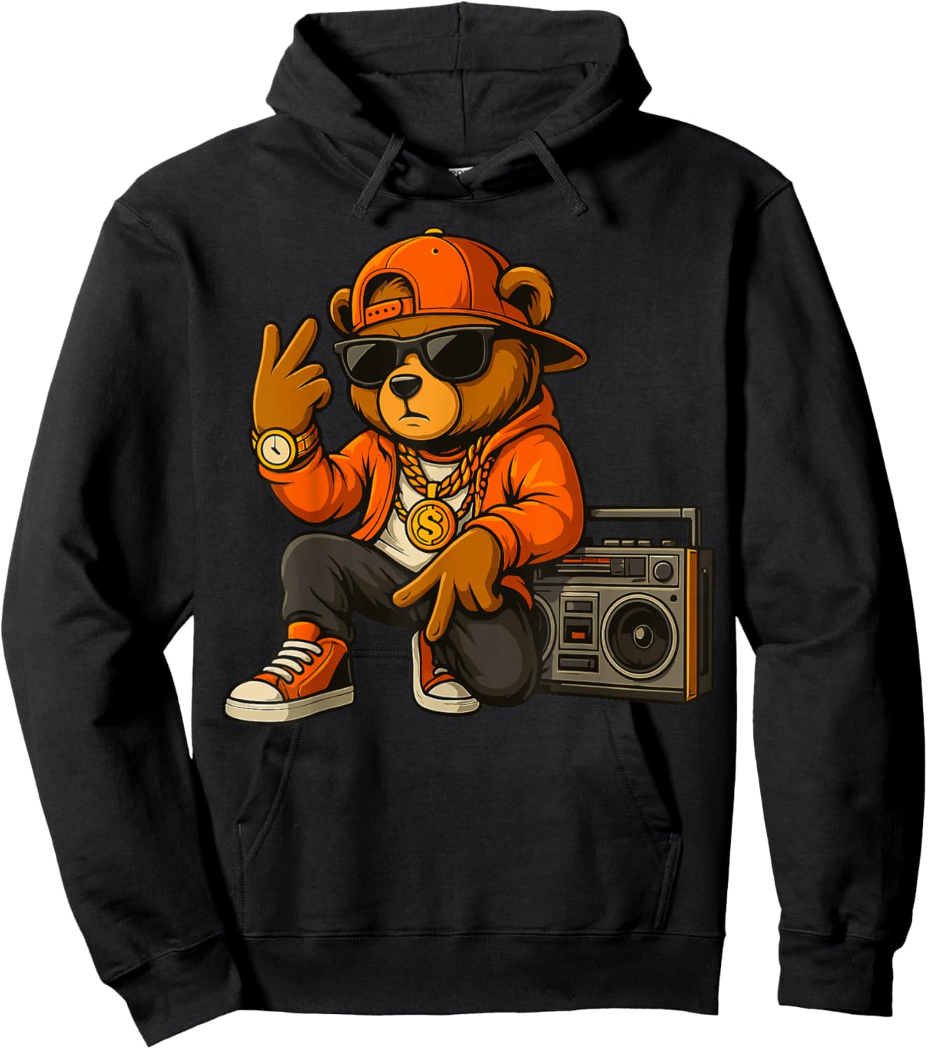 Hip Hop Teddy Bear Hoodie - Hoodie | Black