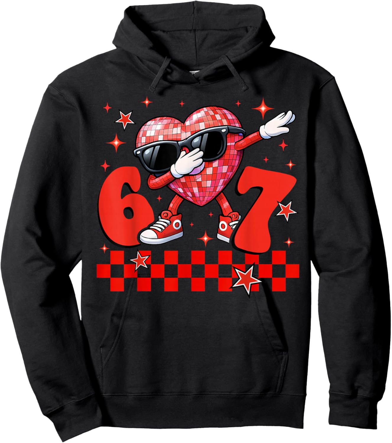Valentines Day Funny 67 Dab Disco Heart Meme Boys Girls Kids Hoodie - Hoodie | Black