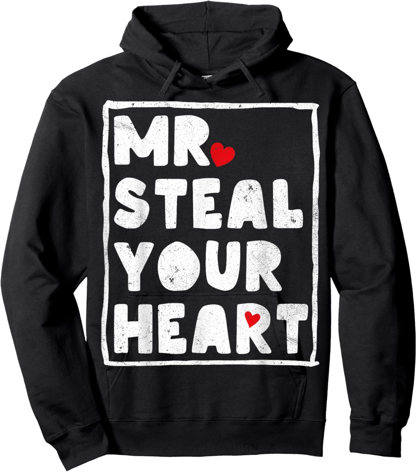 Funny Mr Steal Your Heart Boys Kids Toddlers Valentines Day Hoodie - Hoodie | Black