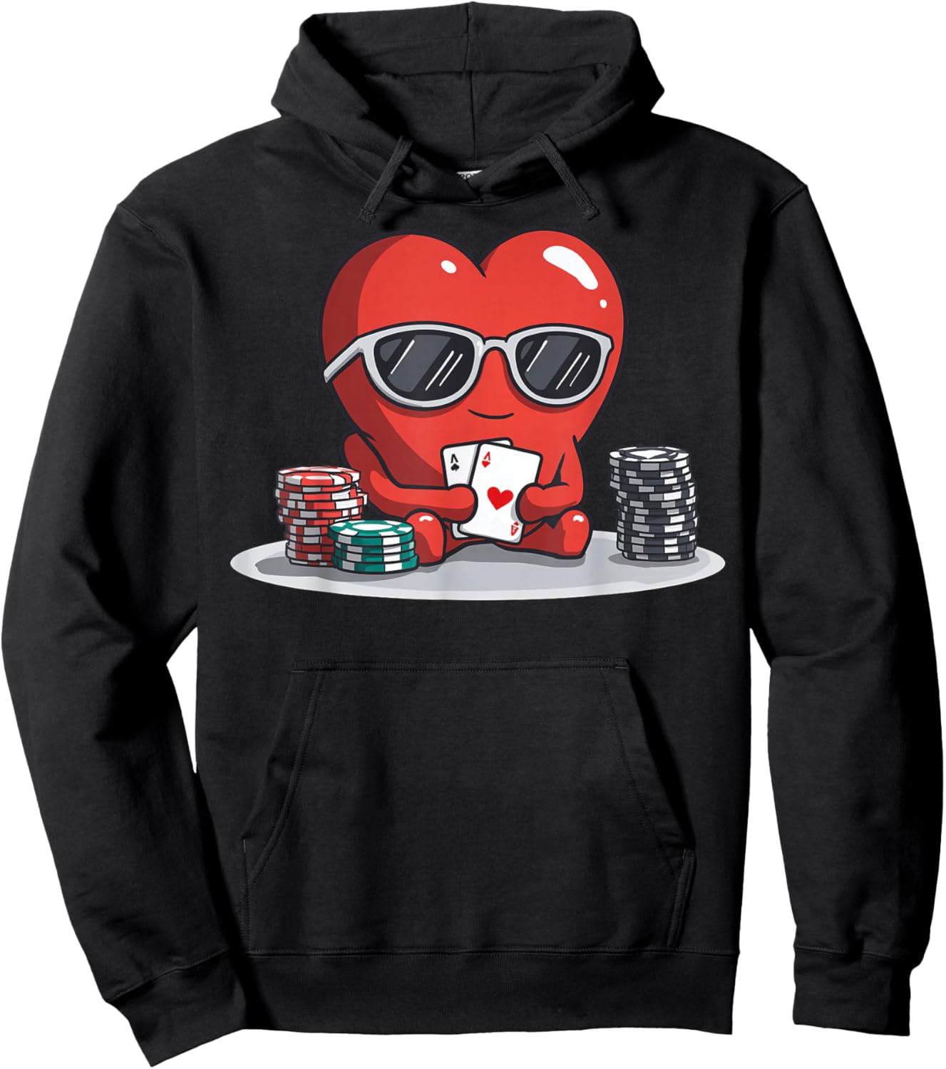 Poker Heart Player Casino Gambling Valentine's Day Hoodie - Hoodie | Black
