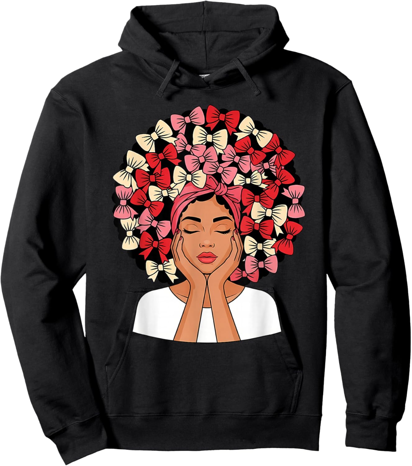 Valentine Day African American Coquette Women Hoodie - Hoodie | Black