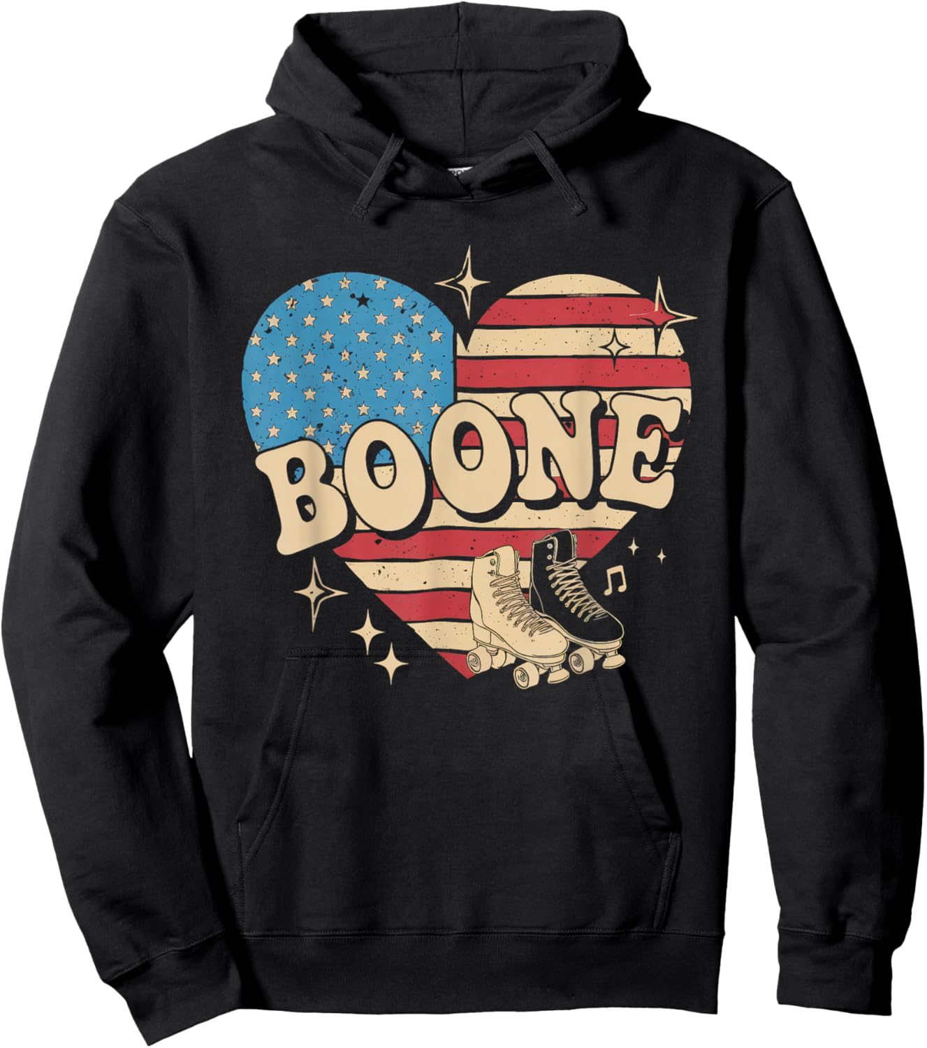 Boone Name American Flag 80's Vintage NC Retro Hoodie - Hoodie | Black