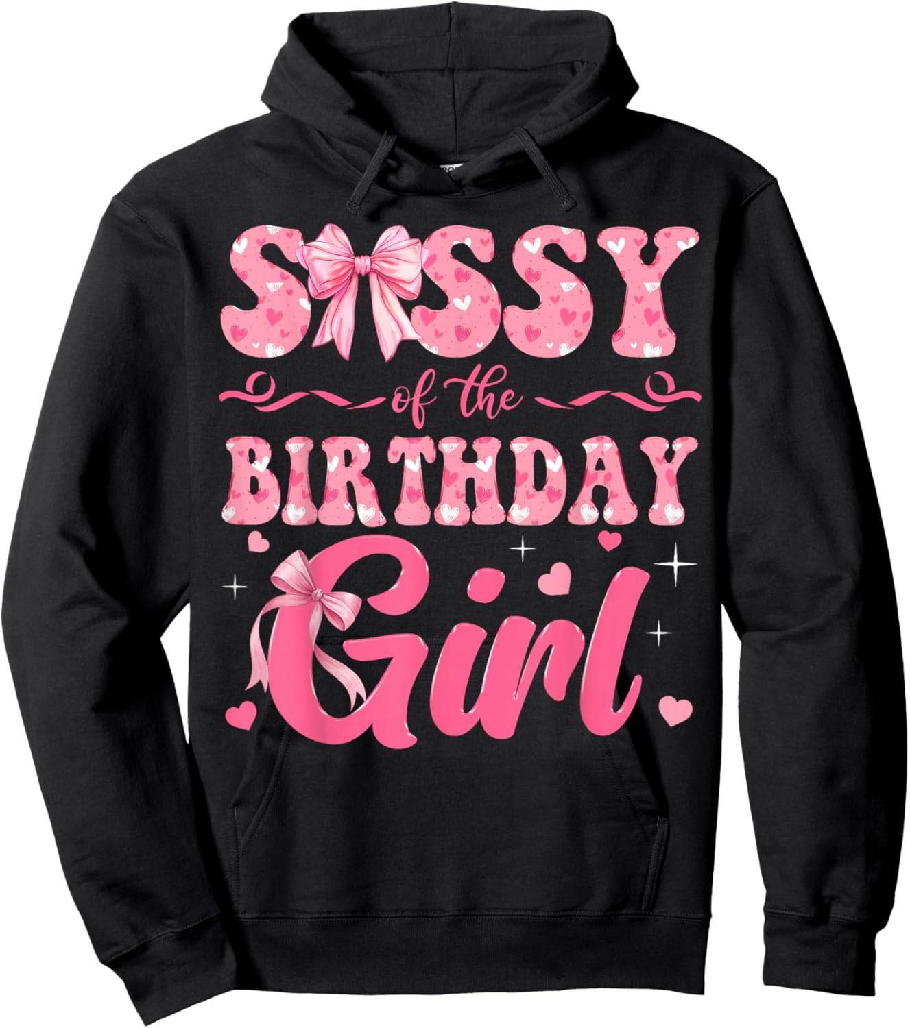 Sissy of The Birthday Girl Family Pink Coquette Bow Hoodie - Hoodie | Black