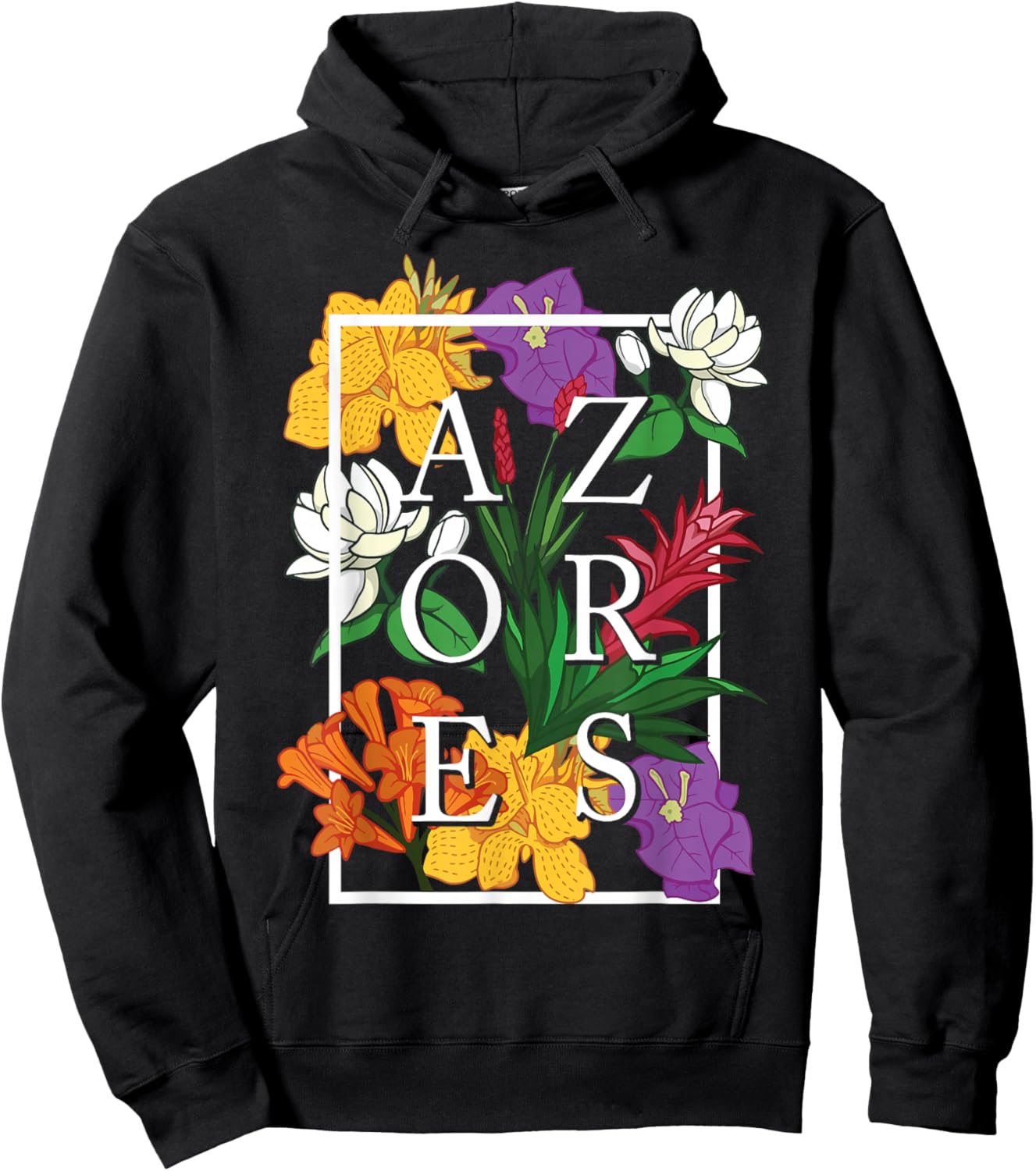 Azores Sao Miguel Faial Wildflower Pride Floral Hoodie - Hoodie | Black