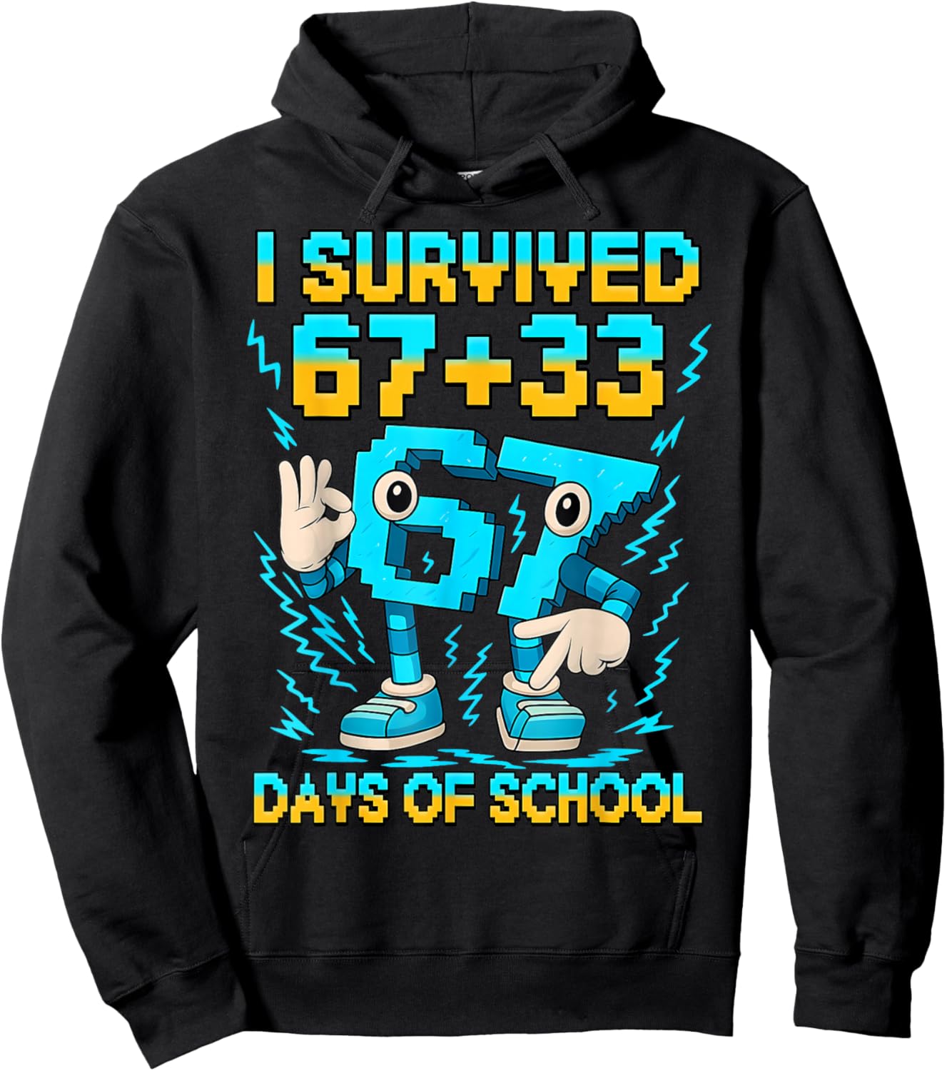 I Survived 100 Days of School 67 Italian Brainrot Kids Meme Hoodie - Hoodie | Black