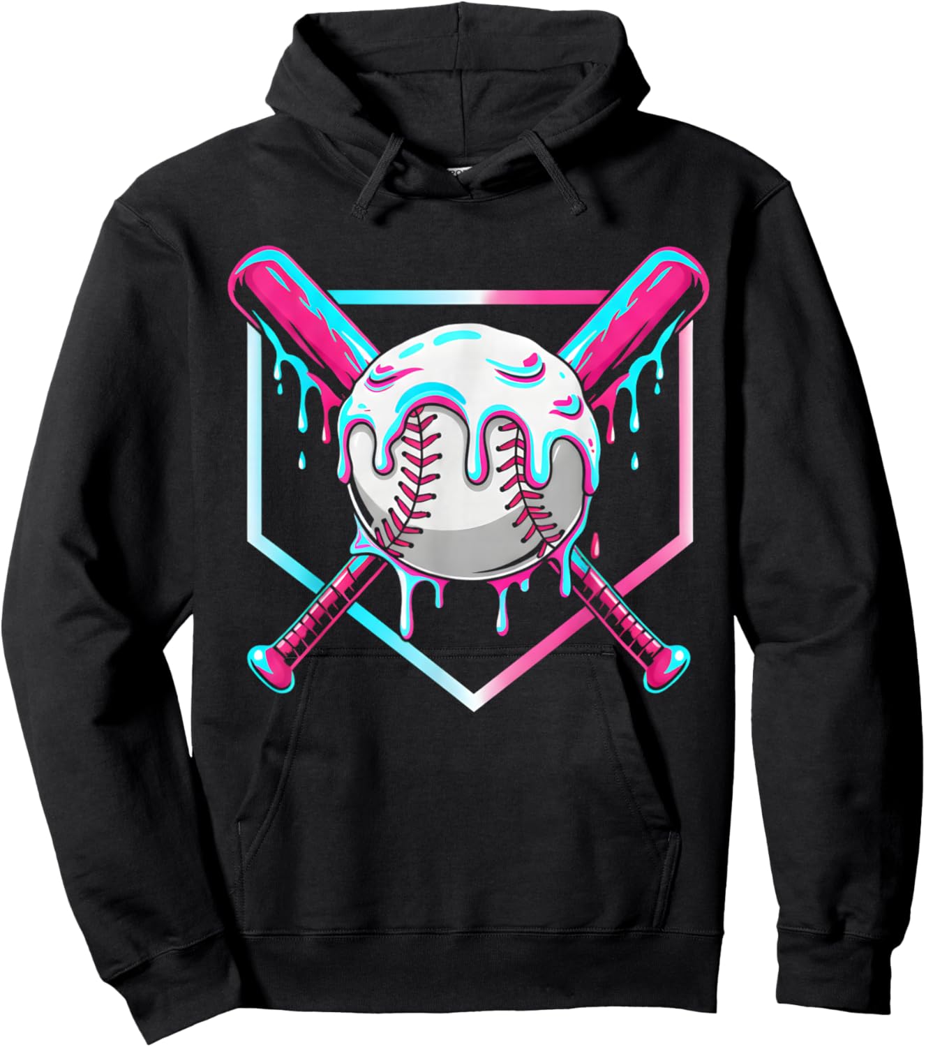Baseball Drip for Boys Ice Cream Drip Baseball Sport Lover Hoodie - Hoodie | Black
