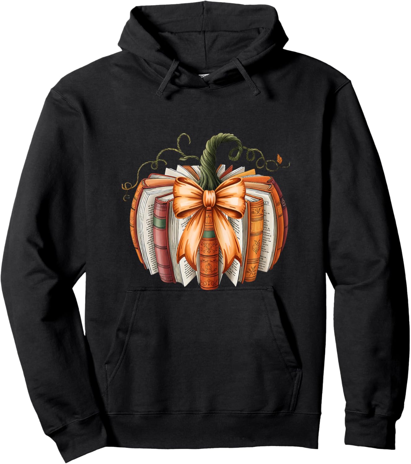 Vintage Bow Book Pumpkin Autumn Fall Librarians Girls Hoodie - Hoodie | Black