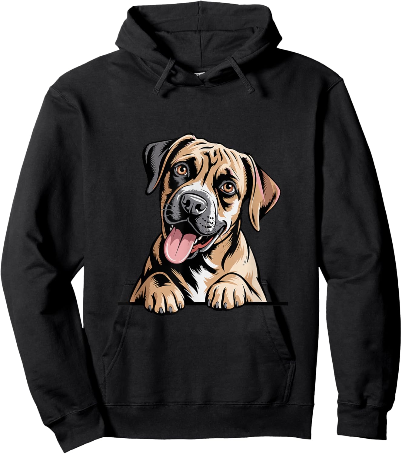 Cute Friendly Hand Drawn Illustration Cartoon Canine Boxador Hoodie - Hoodie | Black