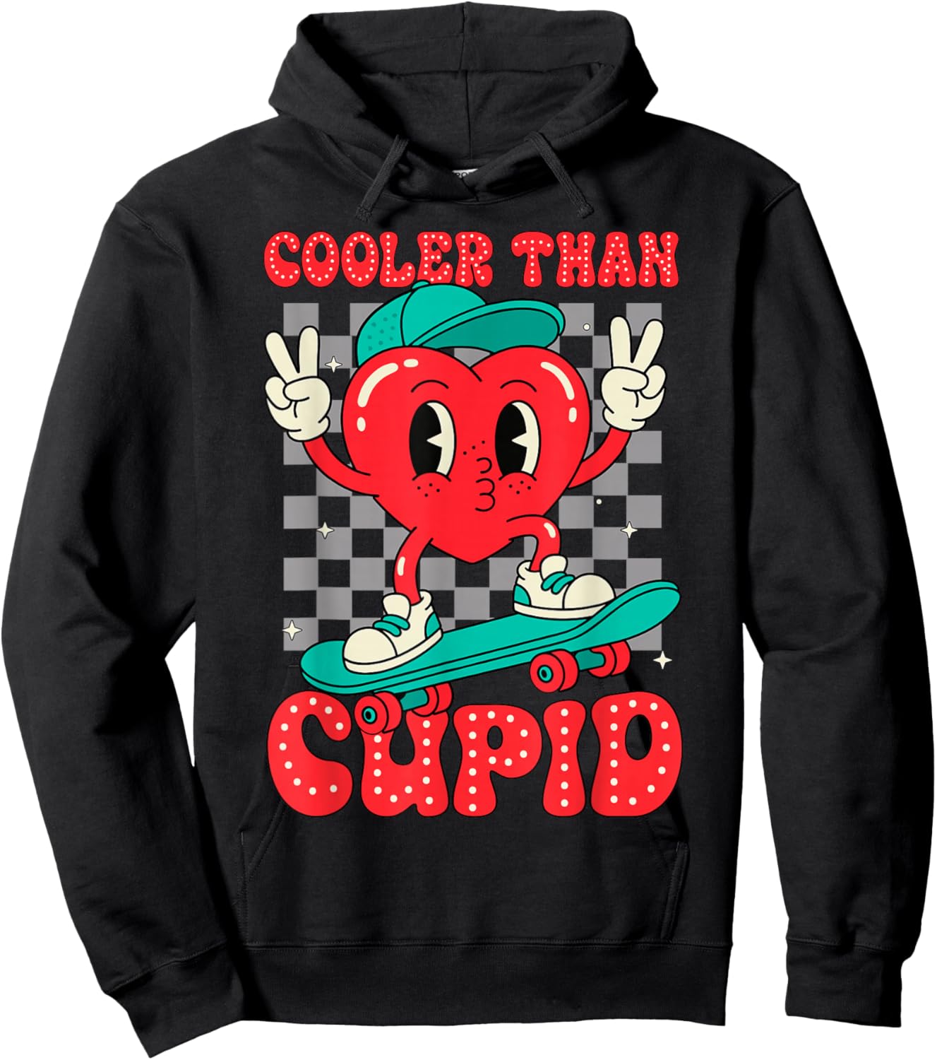 Cooler Than Cupid Valentines Day for Teens Kids Boys Girls Hoodie - Hoodie | Black
