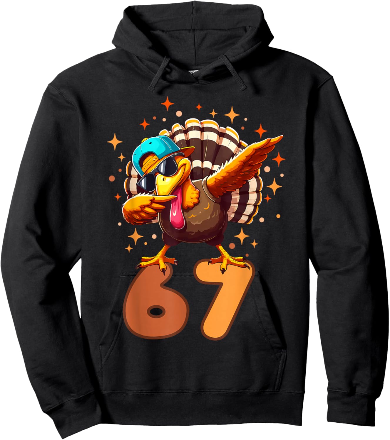 Funny Turkey Dab 67 Six Seven Thanksgiving Meme Brainrot Hoodie - Hoodie | Black
