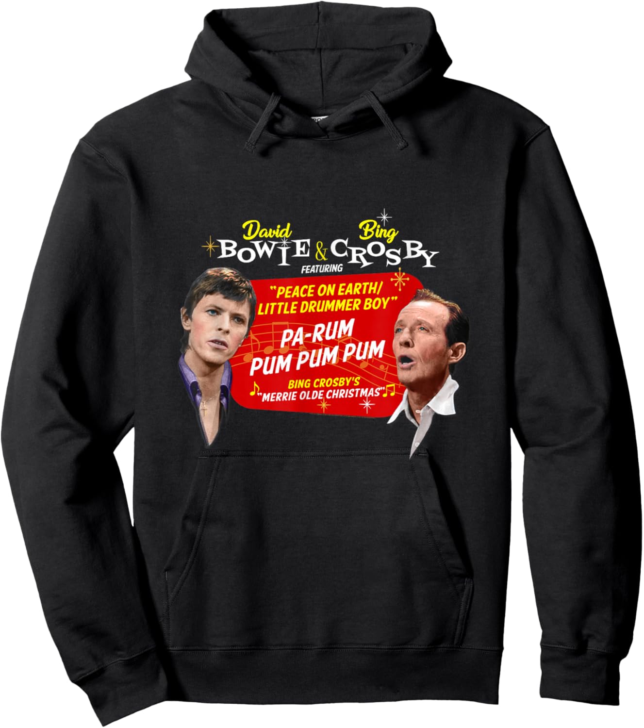 Official Bing Crosby David Bowie Christmas Music Hoodie - Hoodie | Black