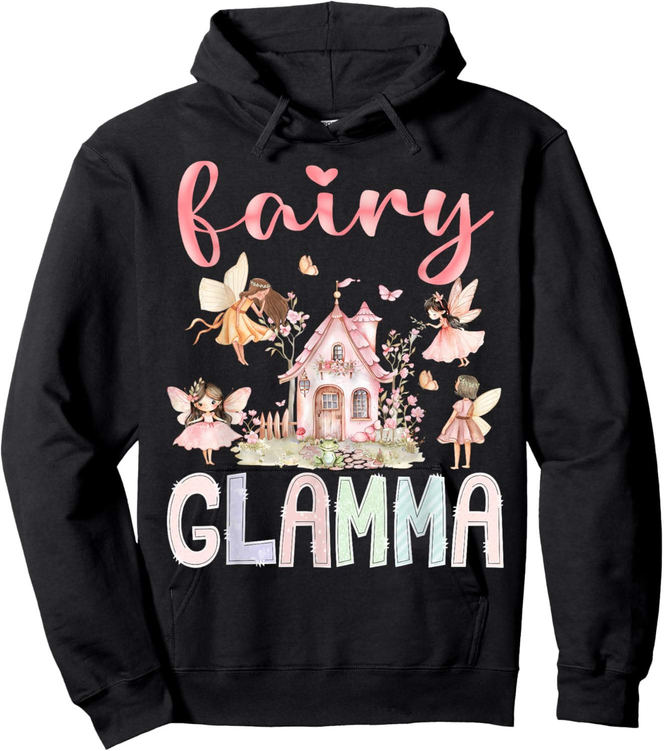 Fairy Glamma Magical Floral Funny Birthday Girl Fairytale Hoodie - Hoodie | Black